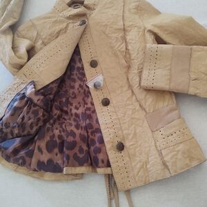 Wilson's Genuine LEATHER Coat Butterscotch-Tan Color + Brass-Buttons Size: S